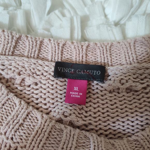 VINCE CAMUTO CABLE KNIT SWEATER 100% COTTON WOMEN XL PULLOVER PINK NWT  MSRP$90 - Picture 6 of 12